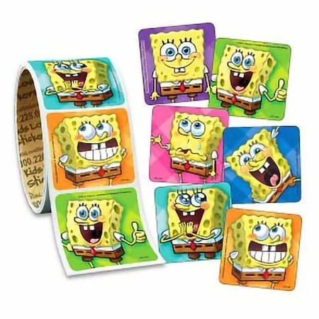 Disney 100 per Roll SpongeBob Faces Sticker 1-5/8 Inch VL124